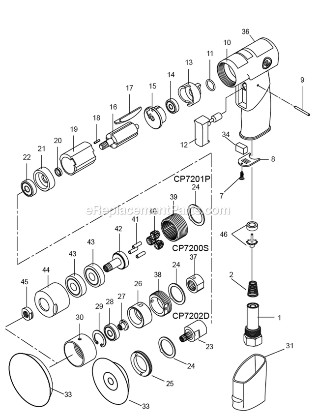 Chicago Pneumatic CP7201 Air Sander Power Tool Section 1 Diagram
